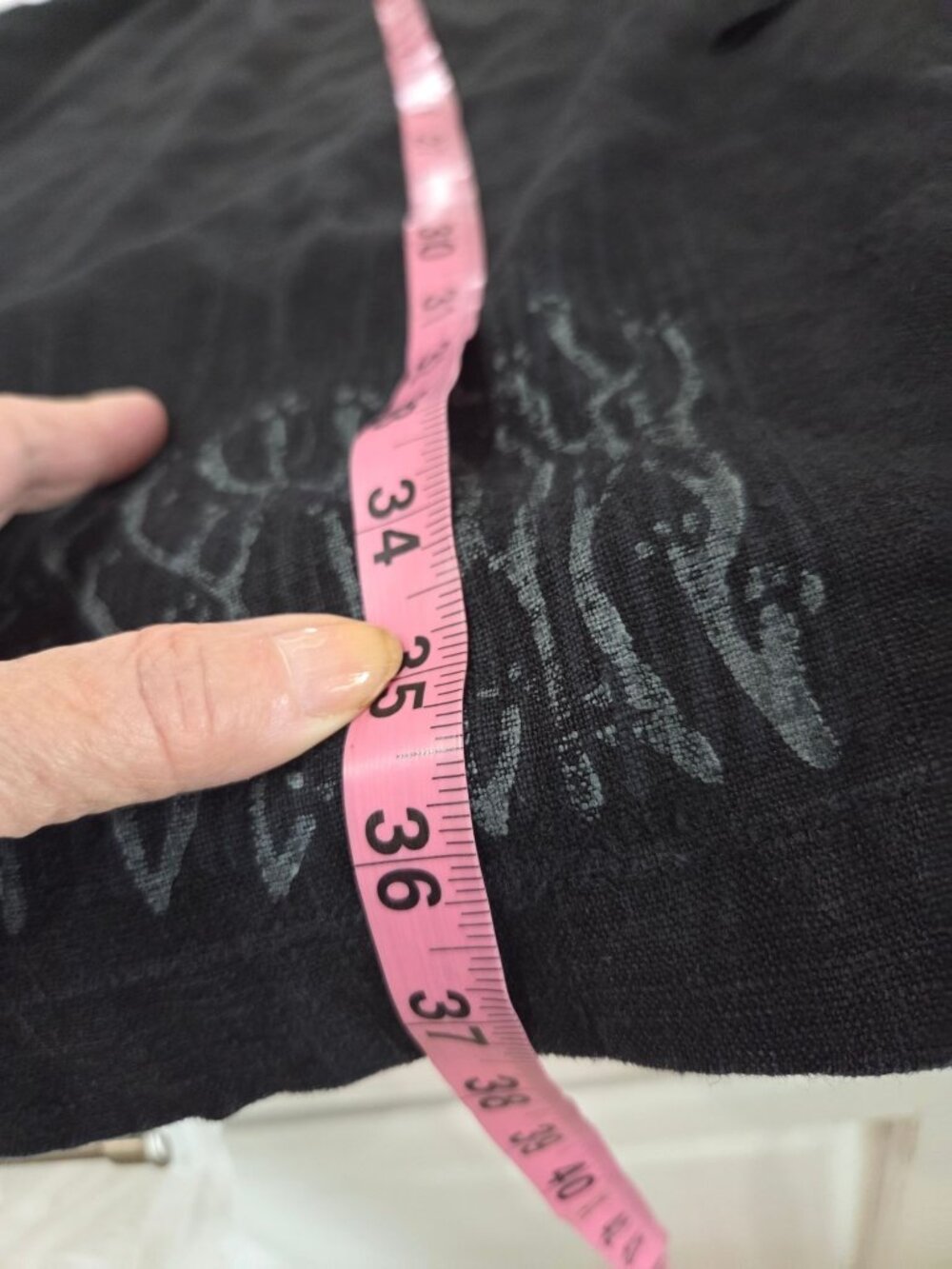 VTG 1996 Blue Fish Linen Maxi Skirt Black Sz 1 Painted Botanical Hem Lagenlook - Picture 12 of 16